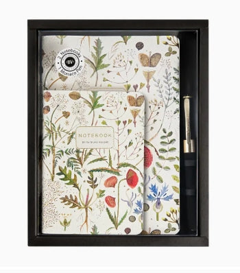 3 Piece Gift Set Greens and Flowers 2 Notebooks + Monaco Pen