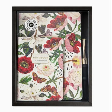 3 Piece Set - Peonies  - 2 Notebooks + Monaco Pen