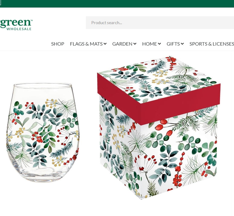 VivaStyle Wine Glass Stemless Glass, Festive Foliage, 17oz, Gift Box