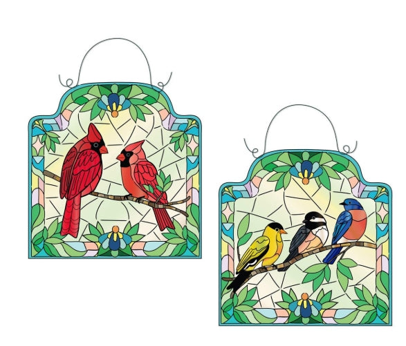 Stained Glass Songbirds Reversable Door Decor