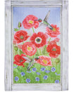 Poppy's and Hummingbirds Burlap Garden Flag