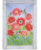 Poppy's and Hummingbirds Burlap Garden Flag
