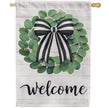 Eucalyptus Leaves Wreath Burlap Garden Flag