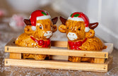 Christmas Highland Cow Salt & Pepper Shakers