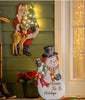 Traditional Santa Decorative Garden Accent, LED Metal Porch Leaner