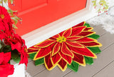 Welcome Poinsettia Shaped Coir Mat