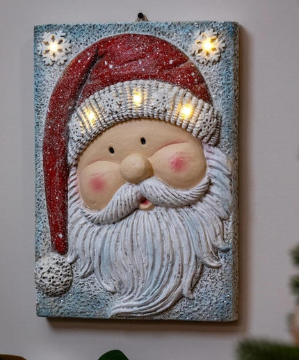 Traditional Santa Indoor Wall Decor, LED MGO Textured