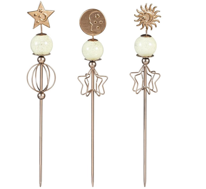 Glow in the dark metal plant stakes