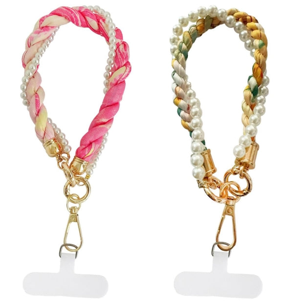 Braided Phone Wristlet with Pearls