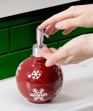 Soap Dispenser Ceramic Ornament with Snowflakes
