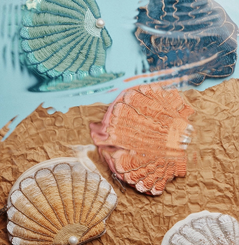 Beaded Seashell coin purse