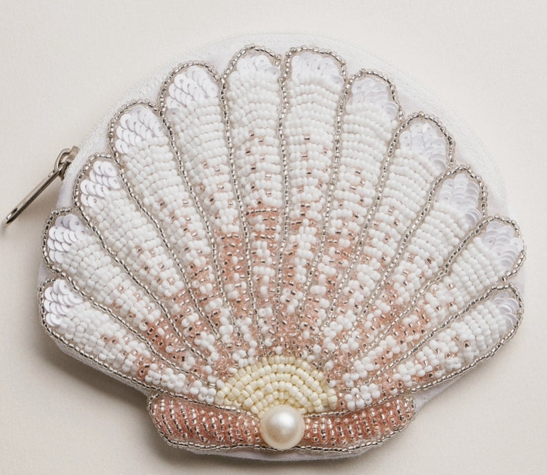 Beaded Seashell coin purse