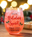 Holiday Sprit Stemless Wine Glass