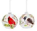 Joyful Traditions Ornament Glass LED Round Cardinal or Chickadee