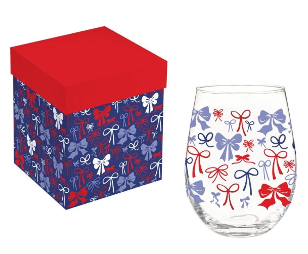 Stemless 4th of July wine glass