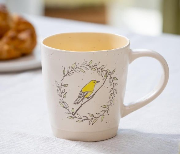 Ceramic Artisanal, Yellow Bird Coffee Mug, 11oz, Gift Box