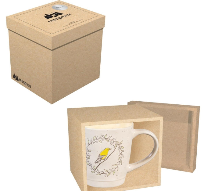 Ceramic Artisanal, Yellow Bird Coffee Mug, 11oz, Gift Box