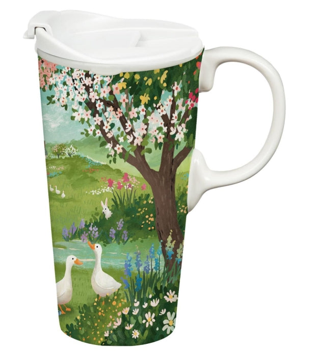 Bunny Blooms Drinkware Gift Set Ceramic Perfect Travel Cup and Puzzle