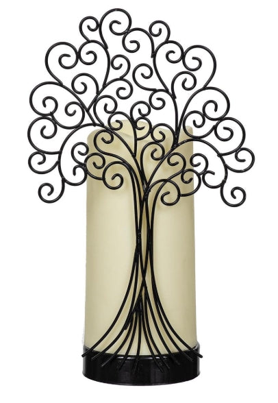 Tree LED Wax Candle with Metal Holder Set