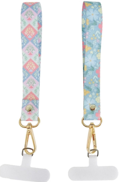 Geometric Tapestry Scalloped Harmony Keychain, Phone Wristlet