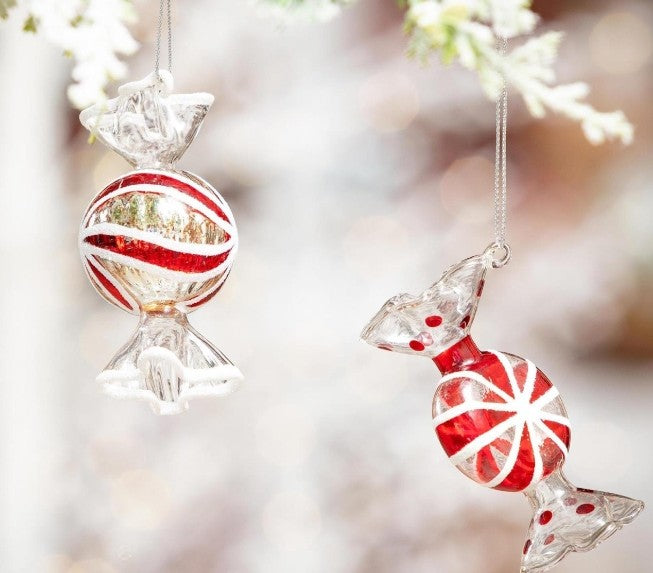 Sugar & Stripes Bright Ornament Peppermint Candy Glass