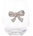 Stemless Wine Glass with Bejeweled Bow  17oz