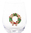 Christmas Stemless Wine Glass with Bejeweled Wreath  17oz