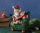 Christmas Mouse reading in a chair tabletop decor