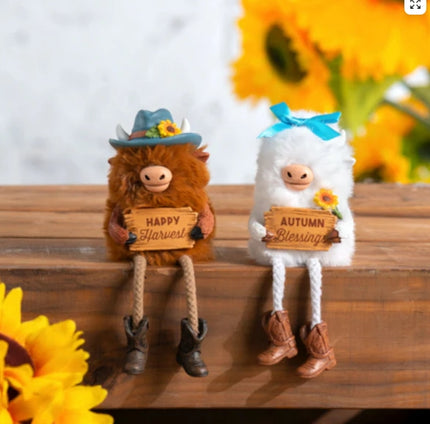 Happy Harvest Highland Cow Shelf Sitter