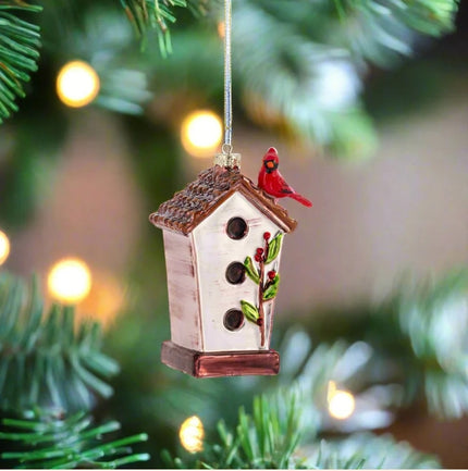 Glass Birdhouse Ornament