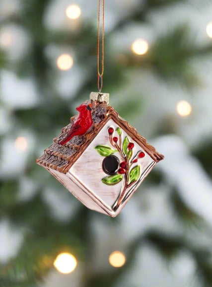 Glass Birdhouse Ornament