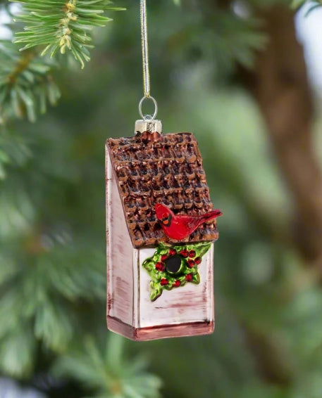 Glass Birdhouse Ornament