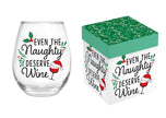 Christmas stemless wine glass 