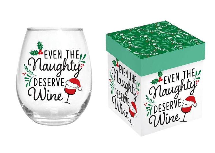Christmas stemless wine glass 