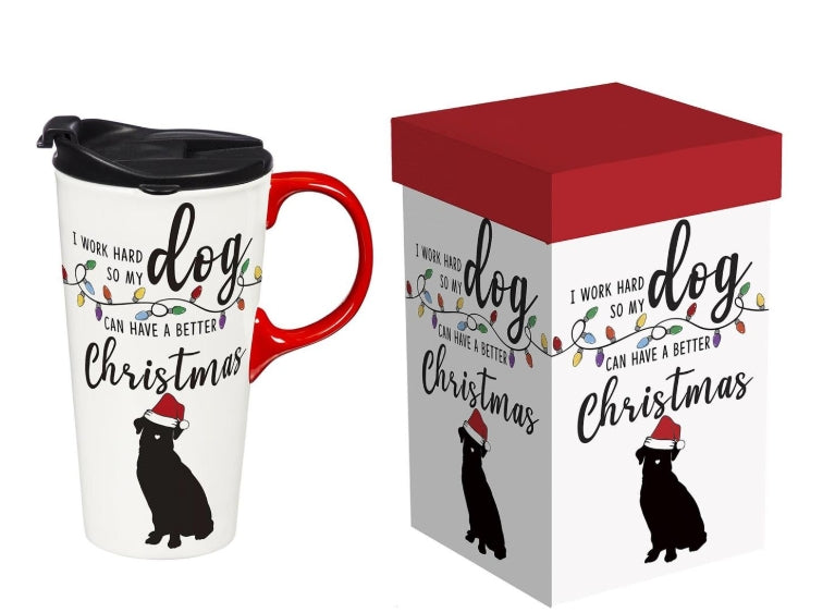 Christmas Ceramic Travel Mug, Dog