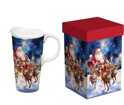 Christmas Ceramic Travel Mug, Santa
