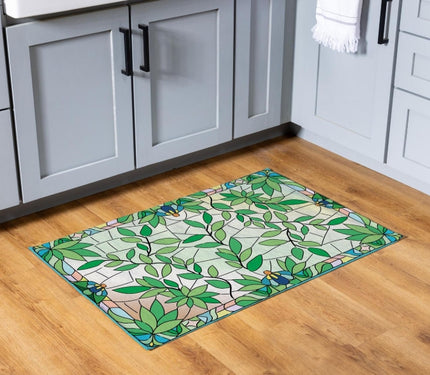 Stained Glass Songbirds Washable Mat