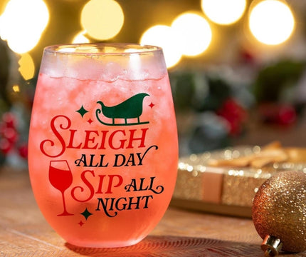 Christmas Stemless Wine Glass 