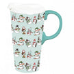 Christmas snowman travel mug with tote gift set 17OZ