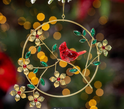 Gold and Gem Round Cardinal ornament