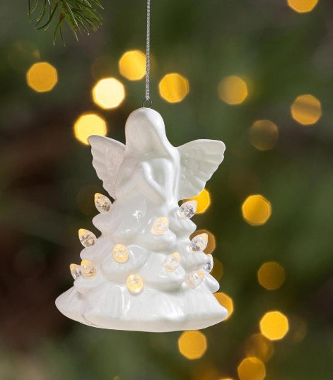 Ceramic LED Angel Tree Ornament, 4.25