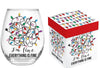 Christmas Stemless Wine Glass, It's Fine, 17oz, Gift Box