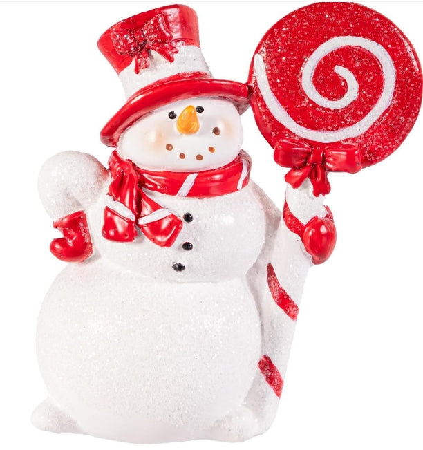 Sugar & Stripes Table Décor Resin Snowman