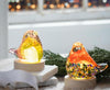 LED Table Decor Art Glass Bird with Wood Base