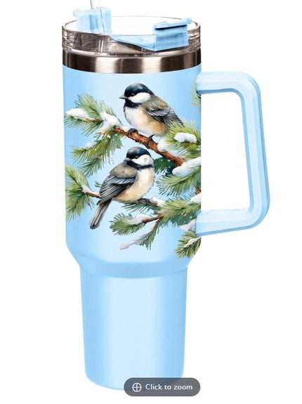 Christmas Tumbler Chickadees
