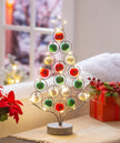LED Tree with Pom Pom Ornaments Metal Table Décor