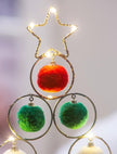 LED Tree with Pom Pom Ornaments Metal Table Décor