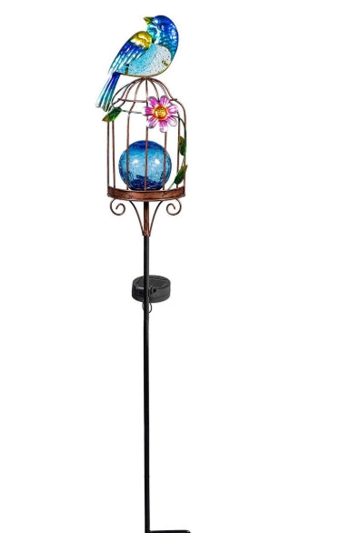 Solar Bird House Garden Stake 36 inch
