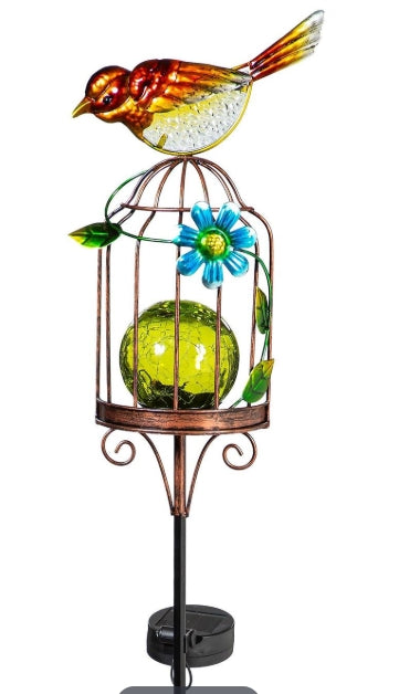 Solar Bird House Garden Stake 36 inch