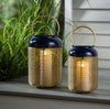Metal Blue and Gold Lantern set with Handles